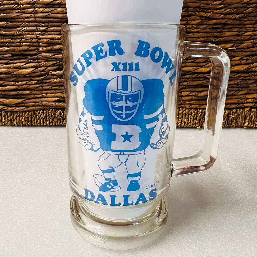 VINTAGE 1978 - 1979 Dallas Cowboys Super Bowl XIII NFC Champions Glass Beer Mug